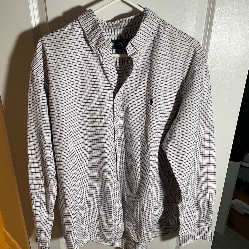 Pink and navy gingham Ralph Lauren Oxford XXL